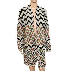 Dreamers Multicolor Zigzag Open Cardigan